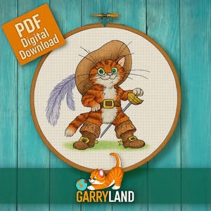Puss in Boots сartoon Cross Stitch Pattern pdf, Stitch Design, Digital download, Gift for a child, Mini Cartoon Hero, Cross Designs