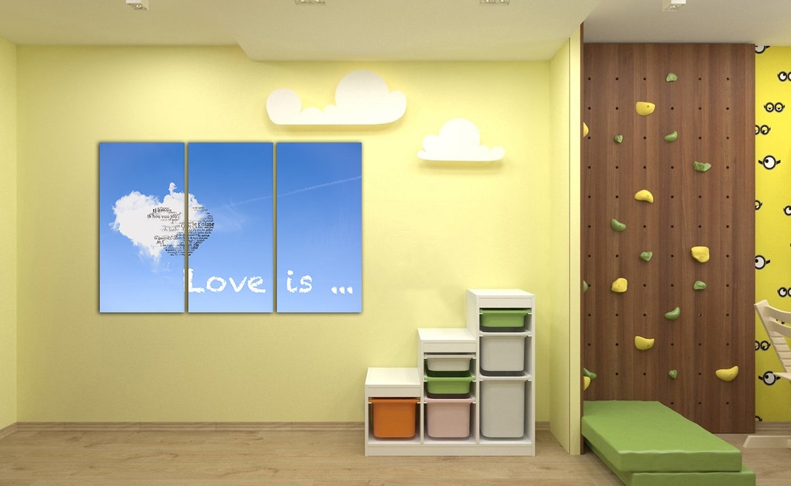 Love canvas Heart wall art Blue sky print Romantic wall décor | Etsy