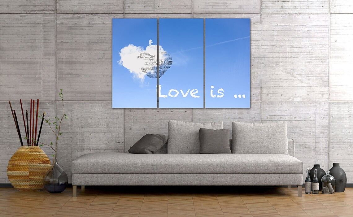 Love canvas Heart wall art Blue sky print Romantic wall décor | Etsy