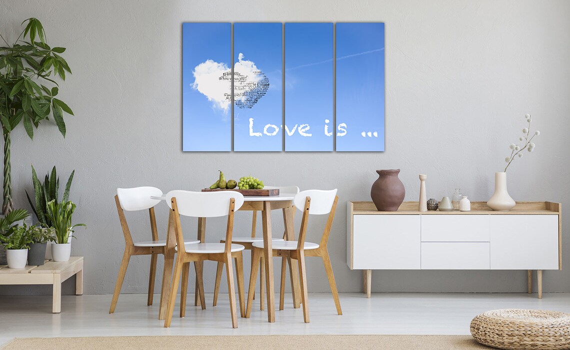 Love Canvas Heart Wall Art Blue Sky Print Romantic Wall Décor - Etsy