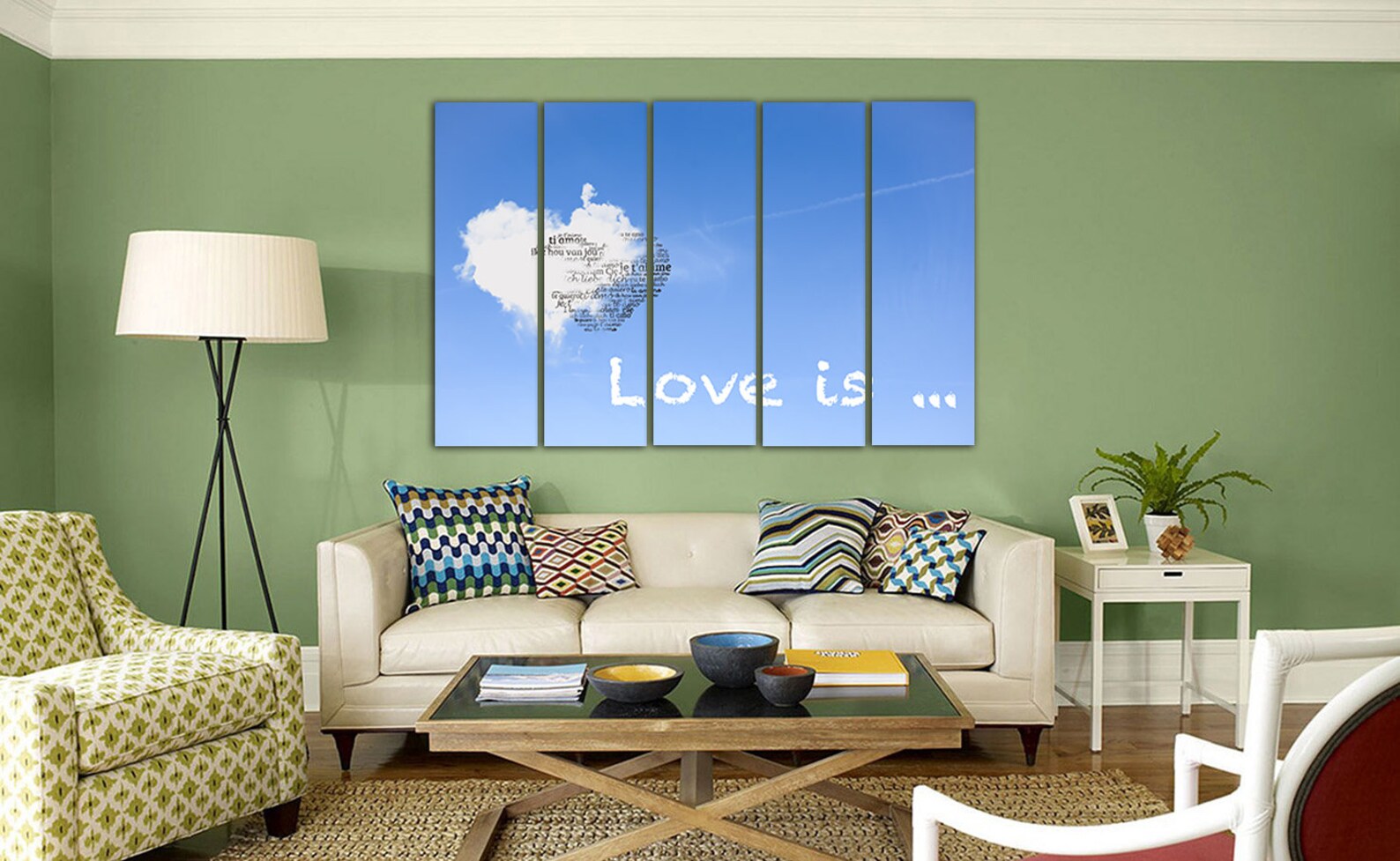 Love canvas Heart wall art Blue sky print Romantic wall décor | Etsy