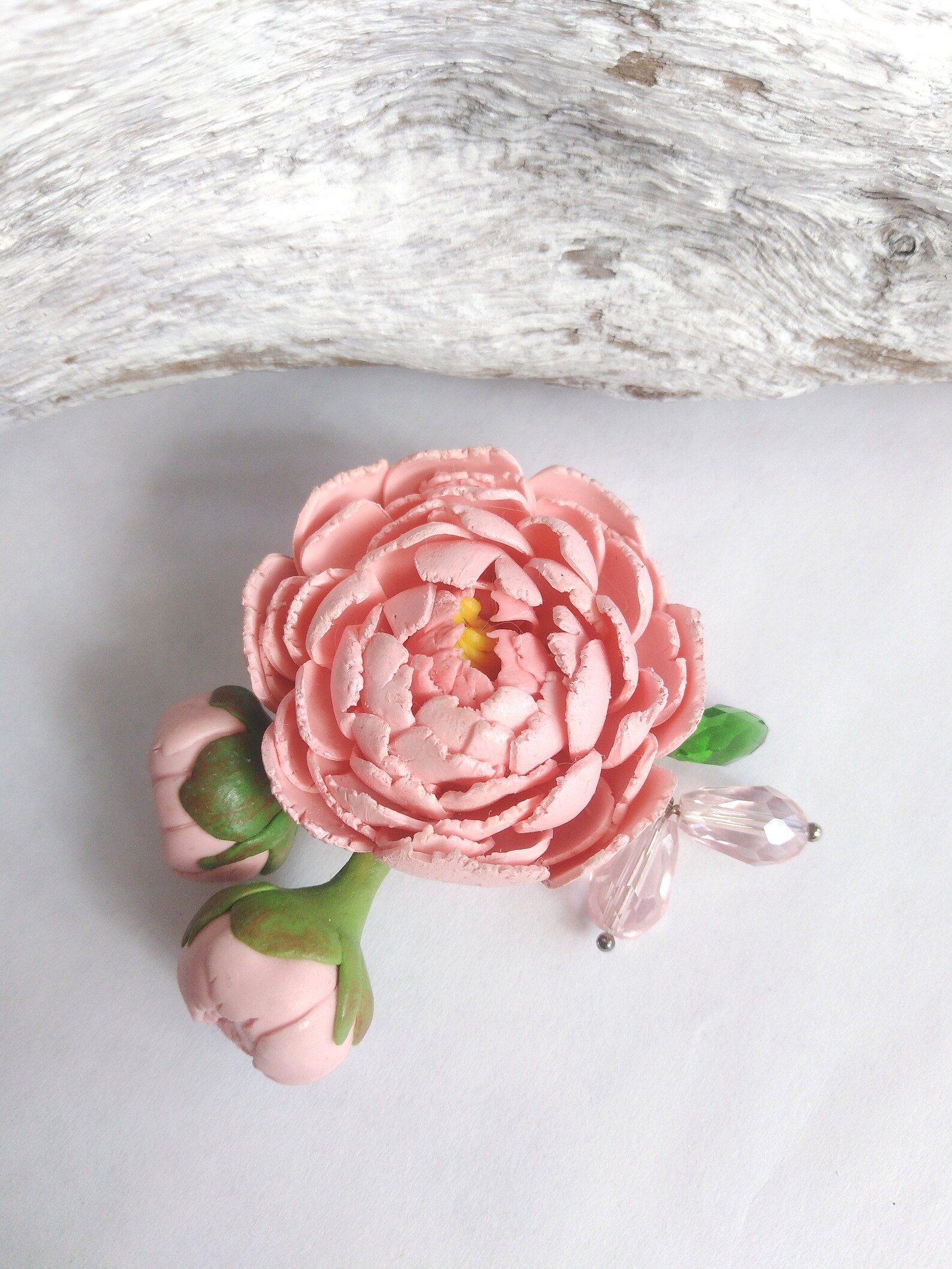 Stylish Polymer Clay Flower Brooch/ Peony brooch made of Etsy
