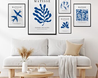 Matisse Blue Wall Art Print |  Blue Abstract Art | Printable Wall Art |  Matisse Art Print | Exhibition Poster | Matisse Art Print Set of5