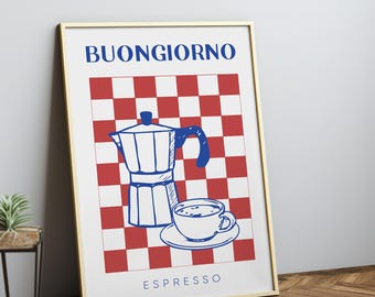 Vintage Italian Kitchen Print: Buongiorno Coffee Art (Digital Download)