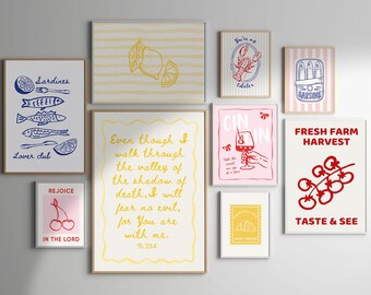 Christelijke keukenkunstafdrukken: galerieset met eclectische geschriften (digitale download)