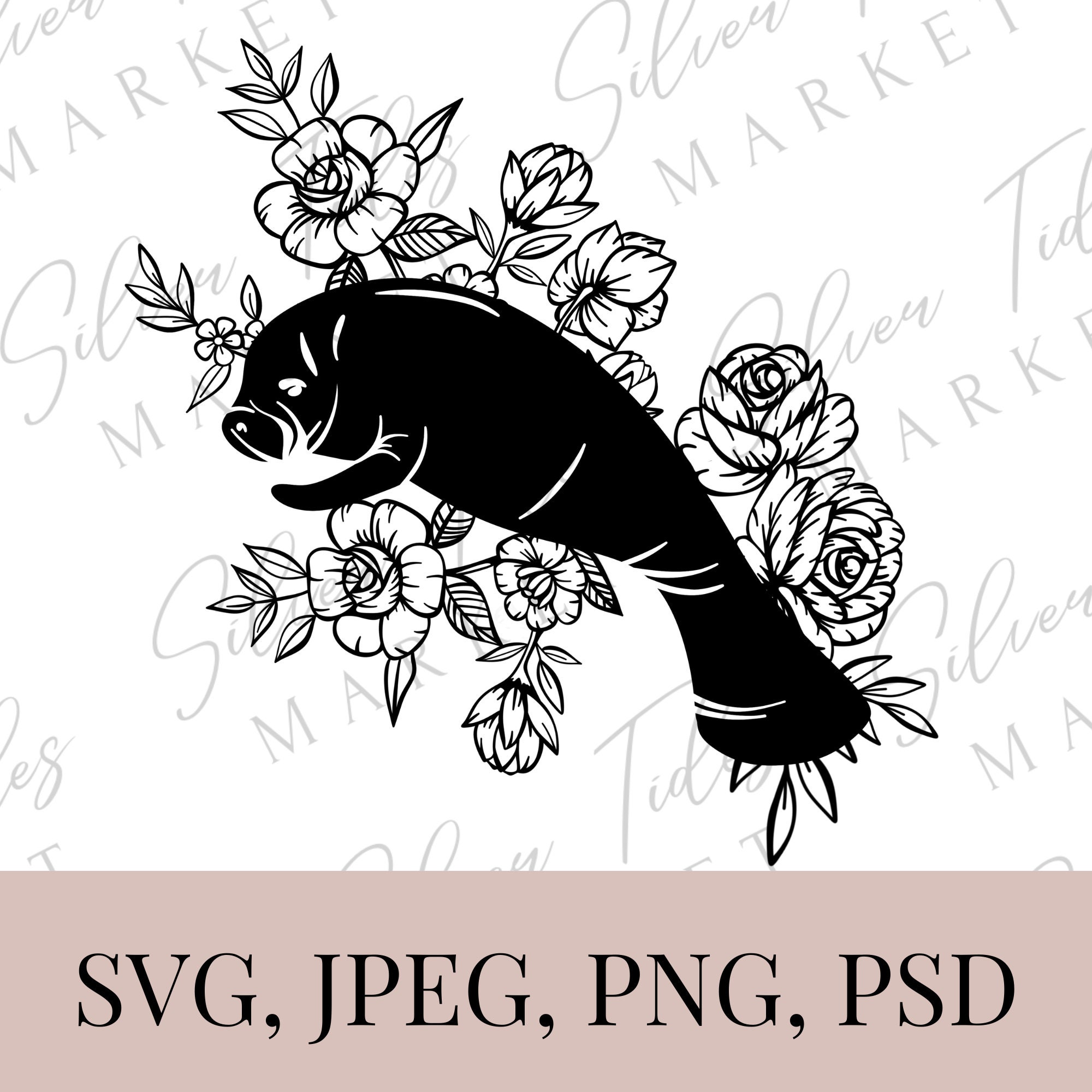 Manatee Svgdigital Download Svg File Transparent Png - Etsy
