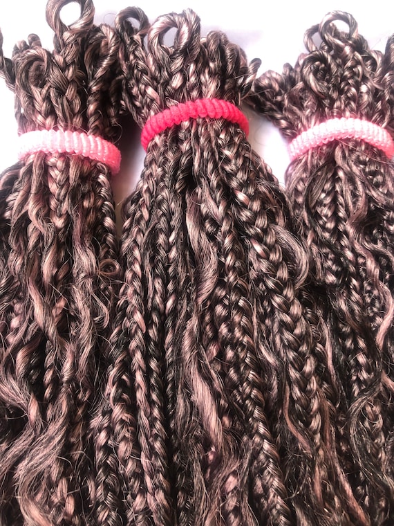 Pink and Black Boho Goddess Braids Crochet Handmade 