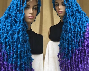Long Butterfly/distressed colorful  handmade locs wig free shipping