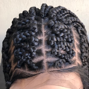 6 part criss cross Cornrow handmade braided wig frontal finish free shipping ready to ship
