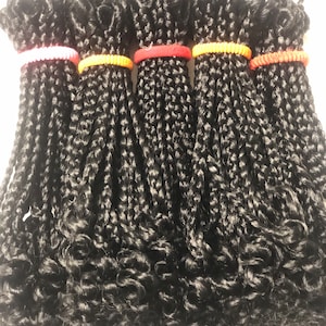 Prelooped short black crochet braids with curly ends 6 inches