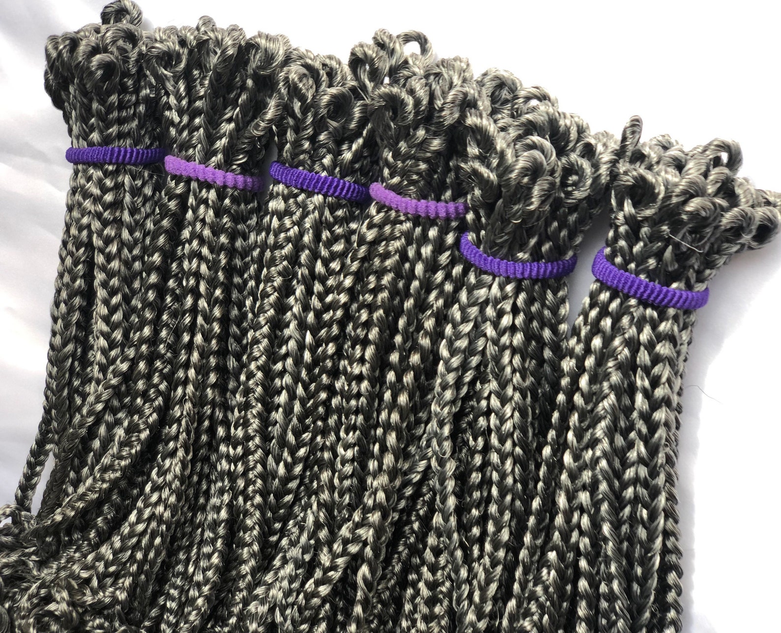 Prelooped Crochet Salt and Pepper Braids With Curly Ends Box Etsy