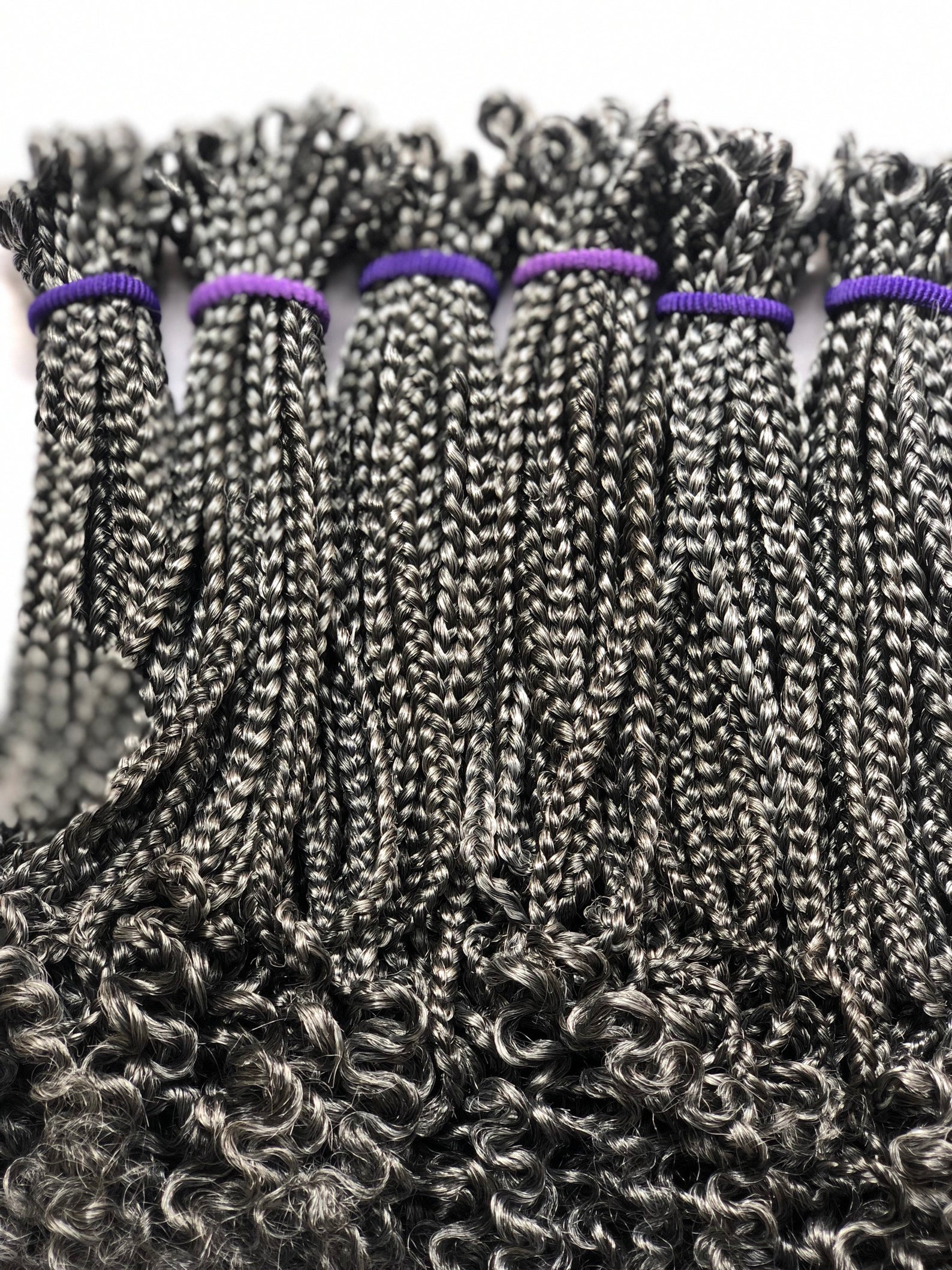 Prelooped Crochet Salt and Pepper Braids With Curly Ends Box Braids 12 Inches Etsy