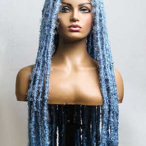 Long Butterfly/distressed handmade locs wig blue free shipping