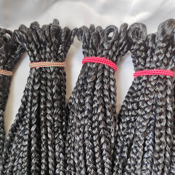 Prelooped black and grey box braids crochet handmade free shipping