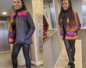 Reversible African print puffy jacket unisex handmade free shipping