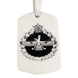 Pingente de coroa aquemênida zoroastriana em prata esterlina 925 Farvahar Ahura Mazda, colar zoroastriano Faravahar Farovahar em prata esterlina 925