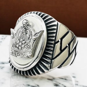 Unisex Persian Persia Imperial Pahlavi coat of arm Crown Taj Mohammad reza shah pahlavi farah diba shah 925 silver ring,Made in Turkey
