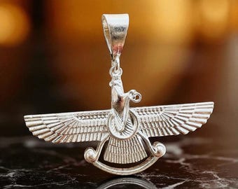 Farvahar Pendant 925 Sterling Silver Necklace – Ancient Persian Zoroastrian Amulet,Spiritual Symbol Jewelry