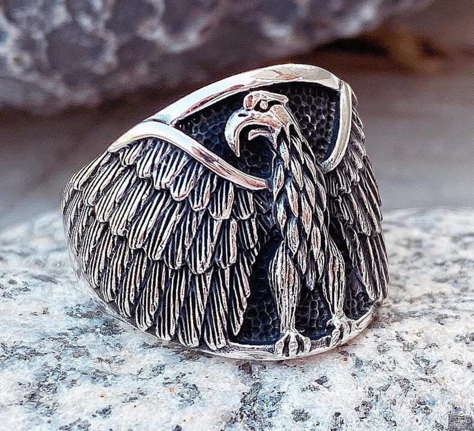 925 Silver Eagle Men Ring American Eagle Man Ring Etsy