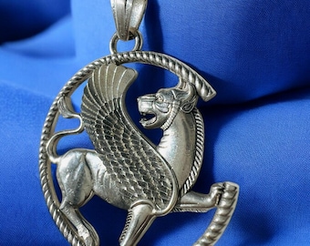 Colgante de grifo de plata 925: Farvahar persa, Pahlavi Shah