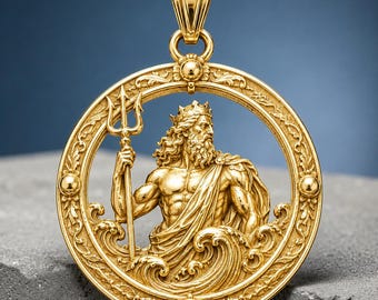 925 Silver Poseidon Pendant, Greek God Necklace, Poseidon Trident Jewelry, Greek Mythology Pendant, Ancient Greek Jewelry, Mythology Gift