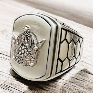 Unisex Persian Persia Imperial Pahlavi coat of arm Crown Taj Mohammad reza shah pahlavi farah diba shah 925 silver ring,Made in Turkey