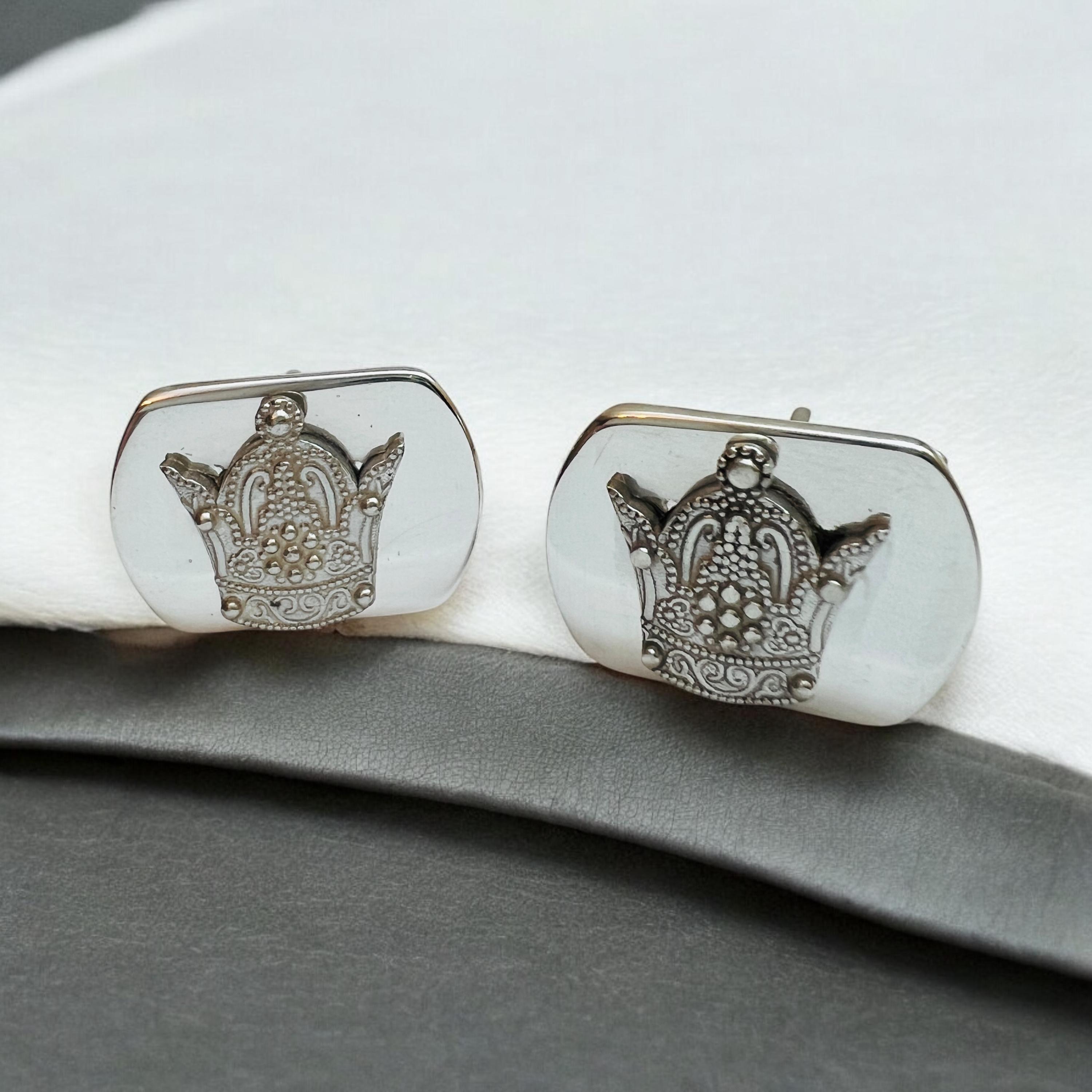 Sterling Silver Imperial Crown Cufflinks: Zoroastrian Jewelry - Etsy