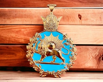 Made in Turkey 22K Gold Plated Zoroastrian Pahlavi Crown Lion & Sun pendant,925 Sterling Silver Faravahar Farovahar Zoroastrian Necklace