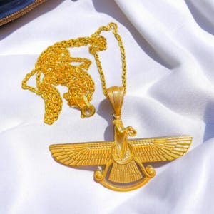 Gold Vermeil Farvahar Pendant: Persian Zoroastrian Necklace