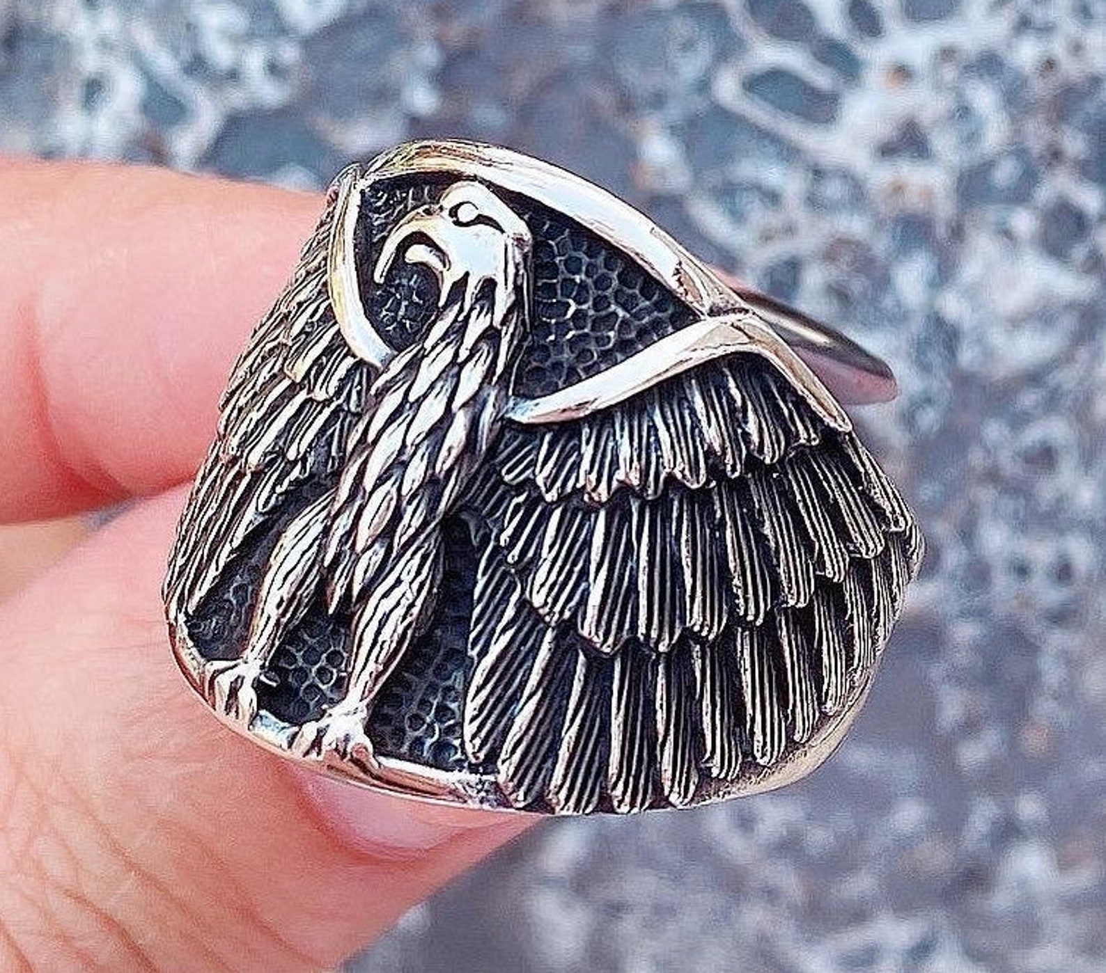 925 Silver Eagle Men Ring American Eagle Man Ring Etsy