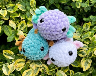 Gehaakte axolotl, Axolotl plushie leggen, axolotl knuffel, gehaakte axolotl pluche