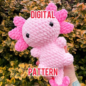 Digitall pattern Crochet axolotl, Pink axolotl plushie, axolotl plush toy, crochet pattern axolotl plush