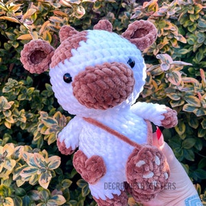 Crochet cow, Chocolate cow plushie, cow plushie, crochet cow plush