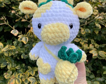 Crochet cow, pineapple cow plushie, cow plushie, crochet cow plush