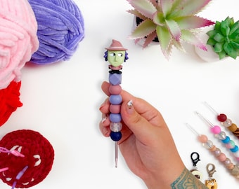 Ergonomische haaknaalden met kralen, 4 mm, haakgereedschap, unieke amigurumi-haaknaald met beeldje
