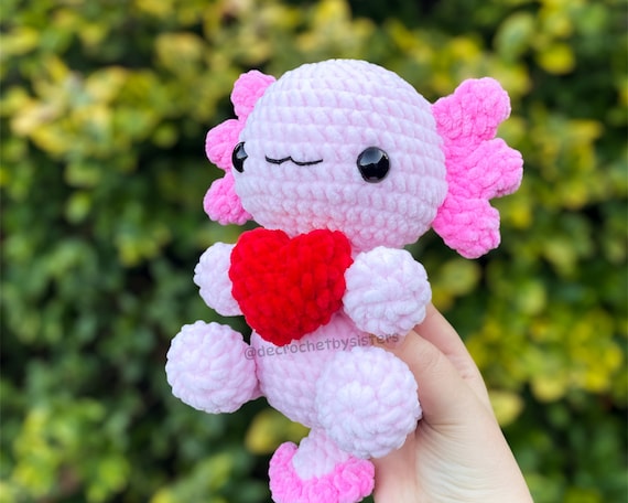 Crochet Positif Axolotl - Jouet En Peluche Tricoté à La Main | Douée De Motivation Drôle Axolotl, Cadeau De Soutien émotionnel Pour Des Amis, Animal Décoratif Mignon Pour Chambre, Bureau, Fête Ou