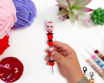 Ergonomische haaknaalden met kralen, 3,5 mm, haakgereedschap, unieke amigurumi-haaknaald met beeldje