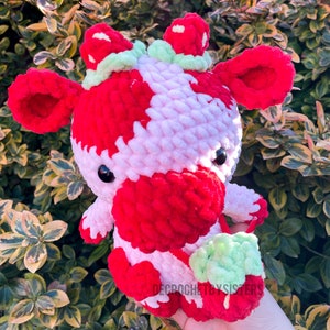 Crochet cow, Strawberry cow plushie, cow plushie, crochet cow plush image 2