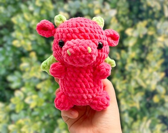 Adorable crochet small dragon plush toy, handmade amigurumi mini dragon, soft finished dragon plushie