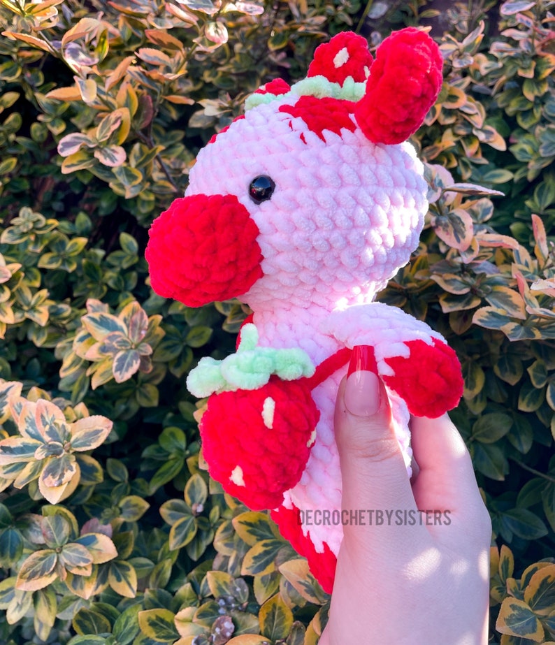 Crochet cow, Strawberry cow plushie, cow plushie, crochet cow plush zdjęcie 3