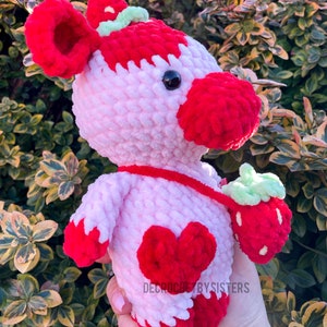 Crochet cow, Strawberry cow plushie, cow plushie, crochet cow plush image 4