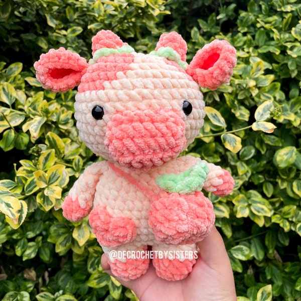 Crochet cow, Peach cow plushie, cow plushie, crochet cow plush