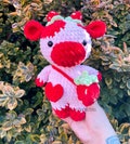Crochet cow, Strawberry cow plushie, cow plushie, crochet cow plush