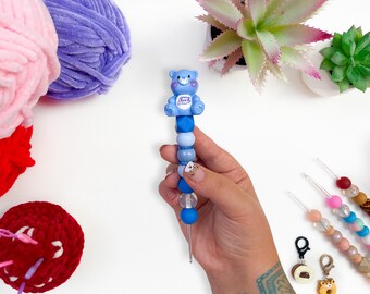 Ergonomische haaknaalden met kralen, gereedschap om te haken, unieke amigurumi-haaknaald met beer