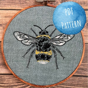 Honey Bee guide PDF pattern - hand embroidery - digital download - nature art - bug art - conservation - endangered species