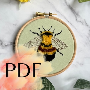 Rusty Patched Bumblebee Embroidery Pattern: Beginner Friendly (PDF Pattern)