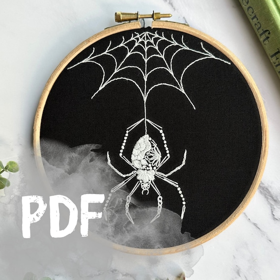 Halloween Orb Weaver Embroidery Pattern: Spooky Spider (PDF