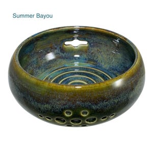 Three in one Hand Thrown Ceramic Berry Bowl, Herb Stripper & Egg Separator - Various Colors Summer Bayou