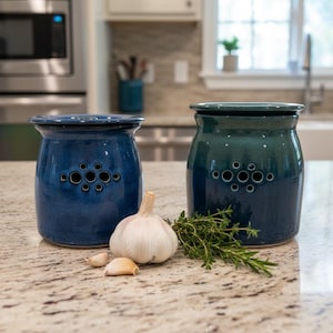 Garlic Jar - Hand thrown ceramic | Various colors and shapes | kitchen cannister
