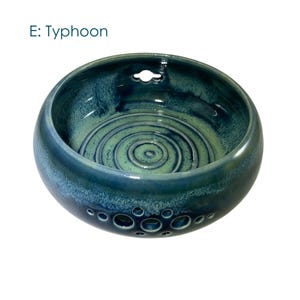Three in one Hand Thrown Ceramic Berry Bowl, Herb Stripper & Egg Separator - Various Colors E: Typhoon
